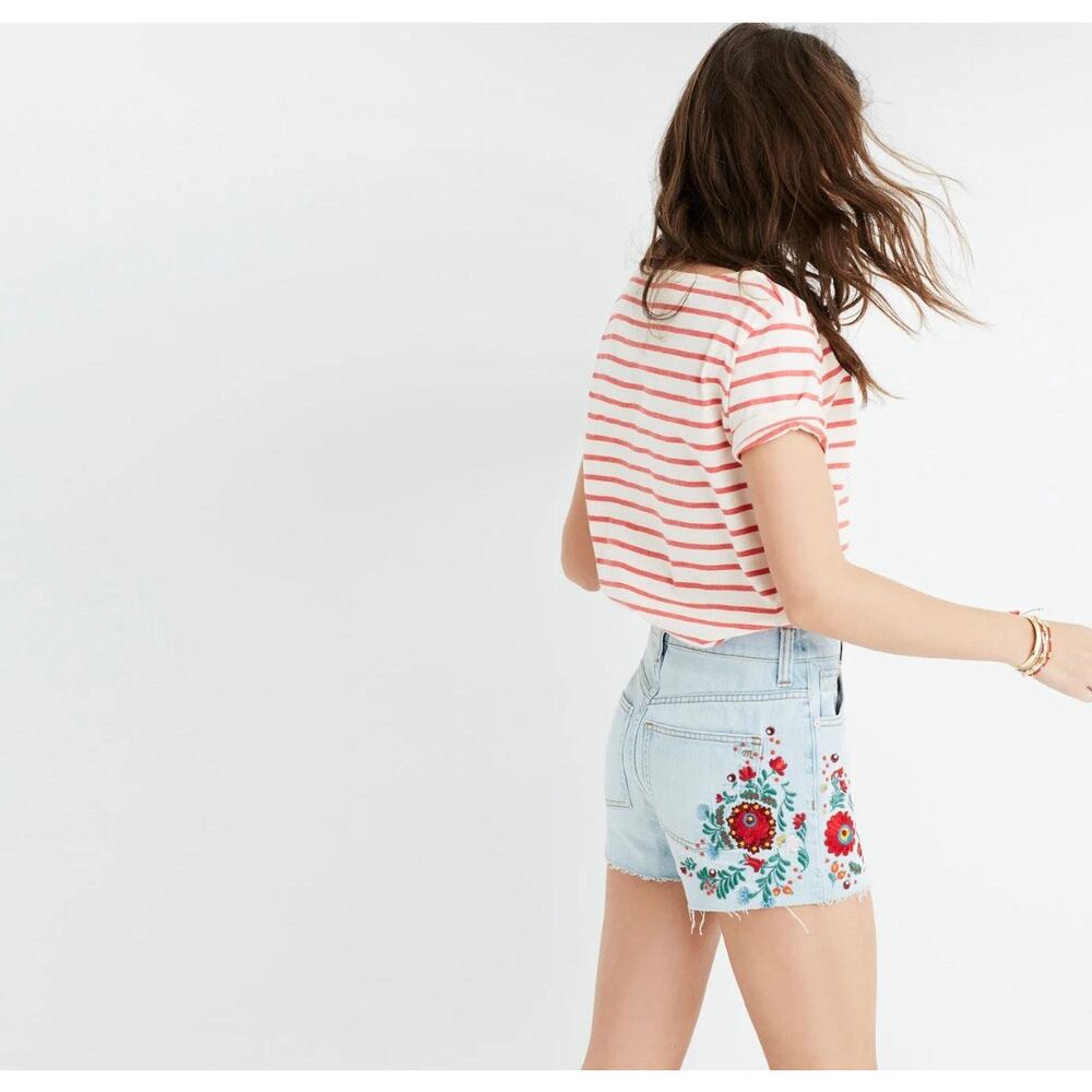 Madewell The Perfect Jean Short: Embroidered Edition Wilmington Wash Womens 24